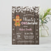 Winter Onederland Rustic Girl 1. Geburtstag Einladung (Stehend Vorderseite)