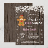 Winter Onederland Rustic Girl 1. Geburtstag Einladung (Vorne/Hinten)