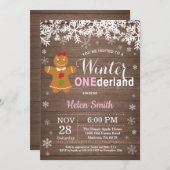 Winter Onederland Rustic Girl 1. Geburtstag Einladung (Vorne/Hinten)