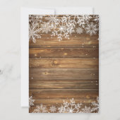 Winter Onederland Rustikale Schneeflocke und Holz Einladung (Rückseite)