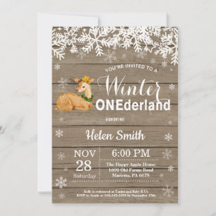 Winter Onederland Rustikaler Hirsch 1. Geburtstag Einladung