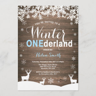 Winter Onederland rustikaler hölzerner Jungen-1. Einladung