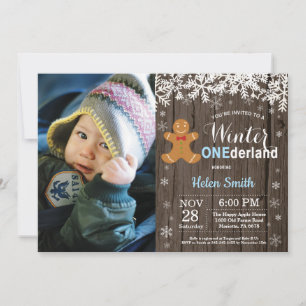 Winter Onederland Rustikaler Junge 1. Geburtstag Einladung