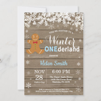 Winter Onederland Rustikaler Junge 1. Geburtstag Einladung