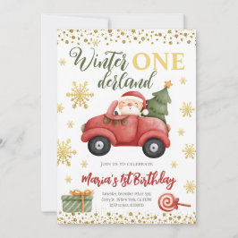Winter Onederland Santa Birthday Einladung