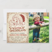 Winter Onederland Santa Retro Weihnachts-Foto Einladung (Vorderseite)