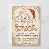Winter Onederland Santa Retro Weihnachts-Party Einladung (Vorderseite)