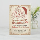 Winter Onederland Santa Retro Weihnachts-Party Einladung (Stehend Vorderseite)