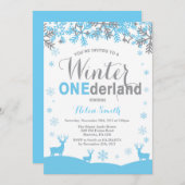 Winter Onederland Schneeflocke-Jungen-1. Einladung (Vorne/Hinten)