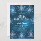 Winter Onederland Schneeflocken Junge erster Gebur Einladung (Vorderseite)