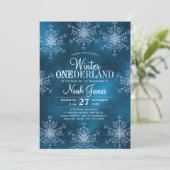 Winter Onederland Schneeflocken Junge erster Gebur Einladung (Stehend Vorderseite)