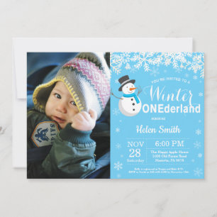 Winter Onederland Schneemann Junge 1. Geburtstag Einladung