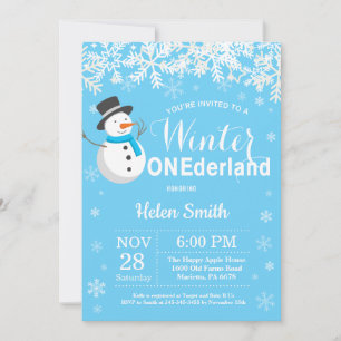 Winter Onederland Schneemann Junge 1. Geburtstag Einladung