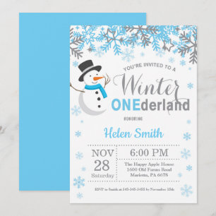 Winter Onederland Schneemann-Jungen-1. Geburtstag Einladung