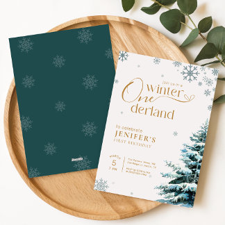 Winter Onederland Silber-Schneeflocke Erster Gebur Einladung