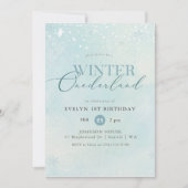 Winter Onederland Silver Glitter Baby 1st Birthday Einladung (Vorderseite)