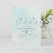 Winter Onederland Silver Glitter Baby 1st Birthday Einladung (Stehend Vorderseite)