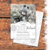 Winter ONEderland Silver Glitzer 1. Geburtstag Einladung