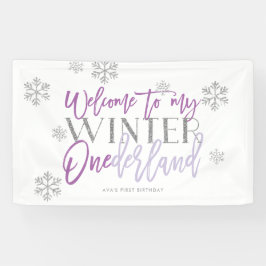 Winter ONEderland Silver Glitzer Begrüßungszeichen Banner