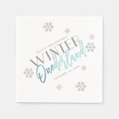 Winter ONEderland Silver Glitzer Blau 1. Geburtsta Serviette (Vorderseite)