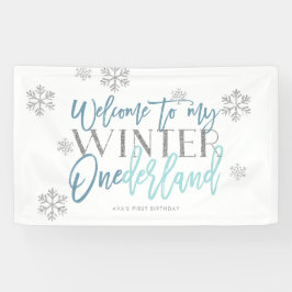 Winter ONEderland Silver Glitzer Blue Begrüßungsze Banner