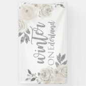 Winter Onederland Silver Glitzer Blume Banner (Vertikal)