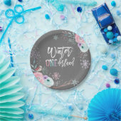 Winter ONEderland Silver Glitzer Pink Floral Girl Pappteller (Party)