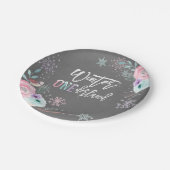 Winter ONEderland Silver Glitzer Pink Floral Girl Pappteller (Schrägansicht)