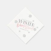 Winter ONEderland Silver Glitzer Rosa 1. Geburtsta Serviette (Ecke)