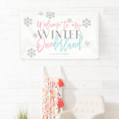 Winter ONEderland Silver Glitzer Rosa Willkommensz Banner (Insitu)