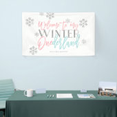 Winter ONEderland Silver Glitzer Rosa Willkommensz Banner (Messeveranstaltung)