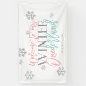 Winter ONEderland Silver Glitzer Rosa Willkommensz Banner (Vertikal)
