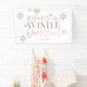 Winter ONEderland Silver Glitzer Rosa Willkommensz Banner (Insitu)
