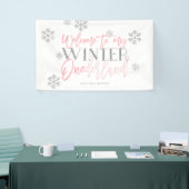 Winter ONEderland Silver Glitzer Rosa Willkommensz Banner (Messeveranstaltung)