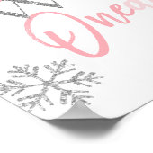 Winter ONEderland Silver Glitzer Rosa Willkommensz Poster (Ecke)