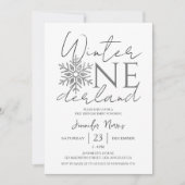 Winter ONEderland | Silver Minimalistisch 1. Gebur Einladung (Vorderseite)