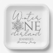 Winter ONEderland | Silver Minimalistisch 1. Gebur Pappteller (Vorderseite)