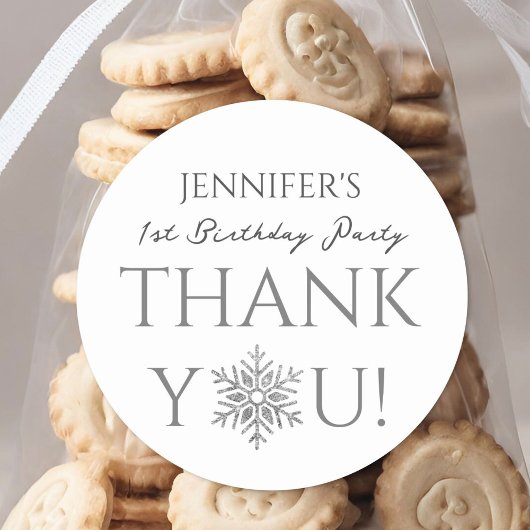 Winter ONEderland | Silver Minimalistisch 1. Gebur Runder Aufkleber