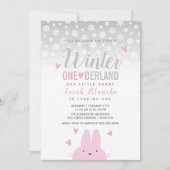 Winter Onederland Silver Pink 1. Geburtstag Einladung (Vorderseite)
