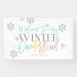 Winter ONEderland Silver Rainbow Begrüßungszeichen Banner