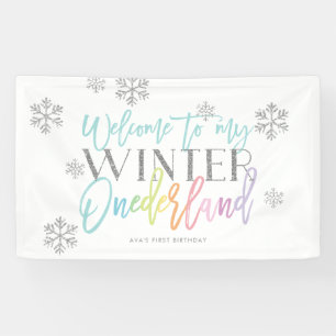 Winter ONEderland Silver Rainbow Begrüßungszeichen Banner