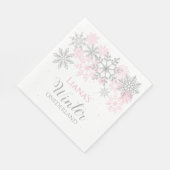 Winter Onederland Silver und Pink Napkin Serviette (Ecke)
