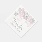 Winter Onederland Silver und Pink Snowflake Serviette (Ecke)