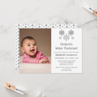 Winter Onederland Snowflake 1. Geburtstag Einladung