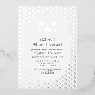 Winter Onederland Snowflake 1. Geburtstag Folieneinladung