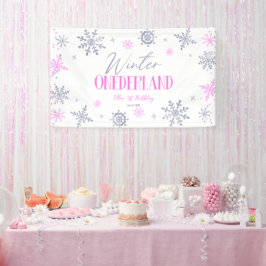Winter ONEderland Snowflake 1. Geburtstag Party Banner