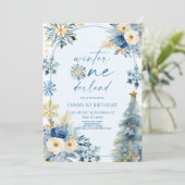 Winter Onederland Snowflake 1. Geburtstag Party Einladung (Stehend Vorderseite)