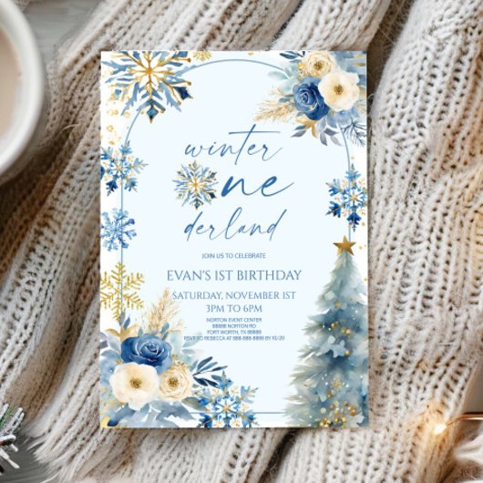 Winter Onederland Snowflake 1. Geburtstag Party Einladung