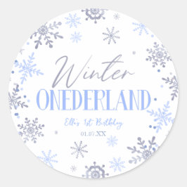 Winter ONEderland Snowflake 1. Geburtstag Party Runder Aufkleber