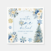 Winter Onederland Snowflake 1. Geburtstag Party Serviette (Vorderseite)